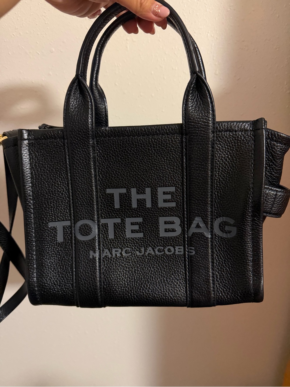 Marc Jacobs Black Pebbled small Leather Tote with Logo